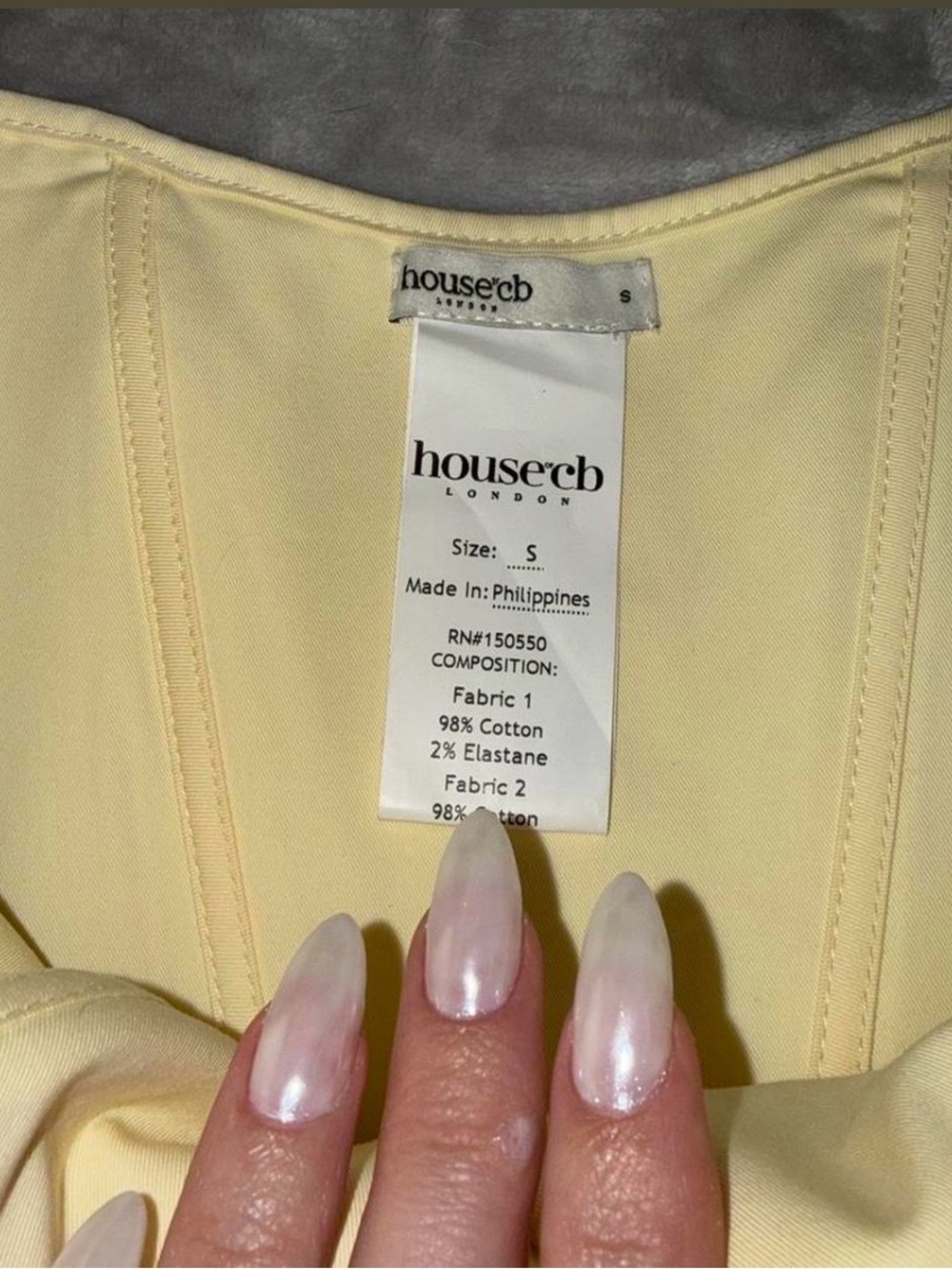 House of cb Callie corset lemon rose print REVERSIBLE to butter yellow - Picture 6 of 7